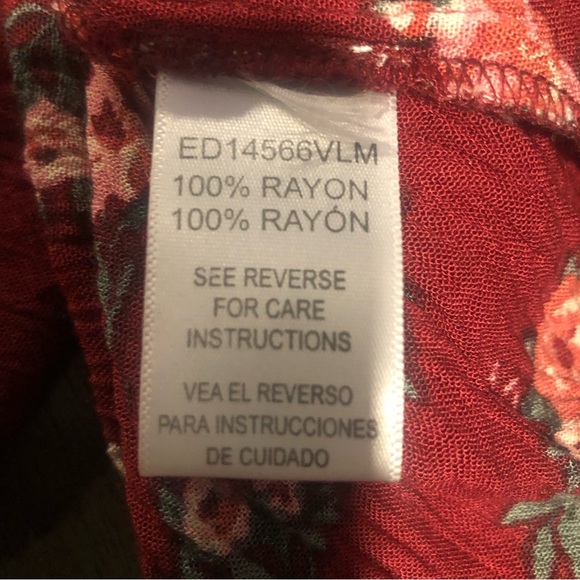 En Creme 100% Rayon Floral Flare Sleeves Mini Dress Large - Picture 7 of 7